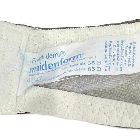 Vintage Maidenform Cream French Demi Daisy Floral Underwire Bra size 38B NEW Tag - Picture 8 of 8